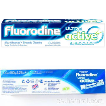 Pasta de dientes de fluorodina blanqueadora de dientes activos naturales